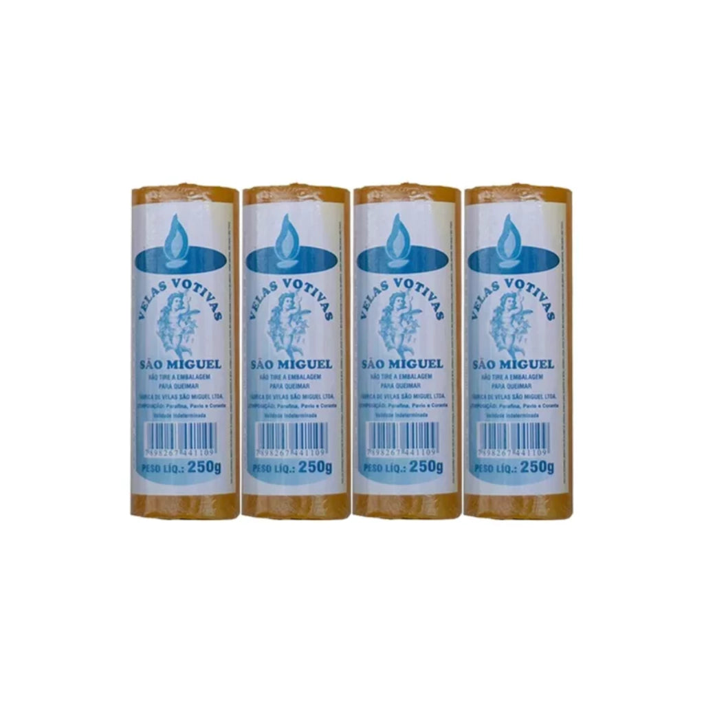 Vela 7 Dias Amarela 250g - Kit Com 4 Unidades