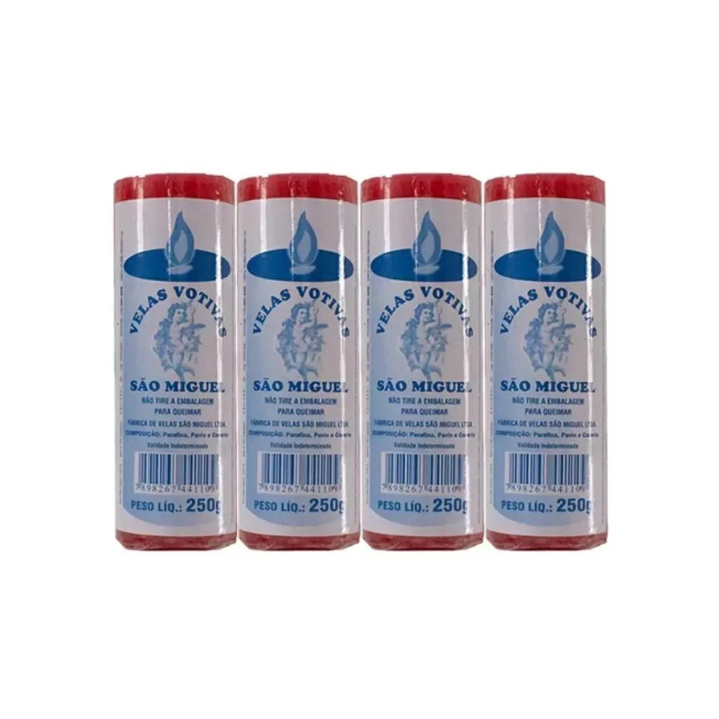 Vela 7 Dias Vermelha 250g - Kit Com 4 Unidades
