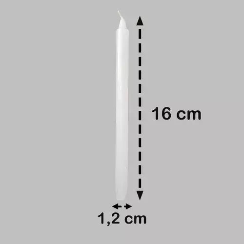 Kit Com 100 Velas Palito Branca Parafina Pura - 16 cm X 1,2 cm